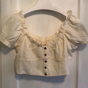 Button front cropped top